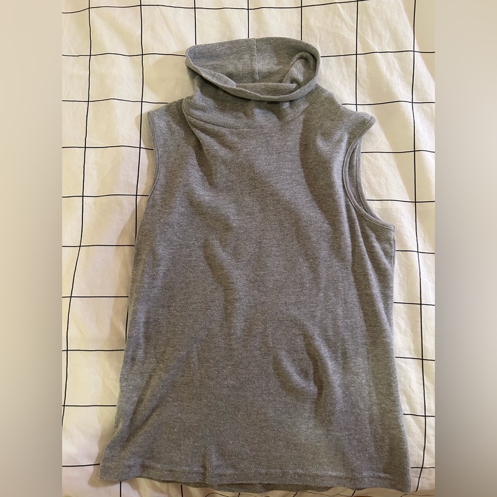 Gray Sleeveless Turtleneck Top